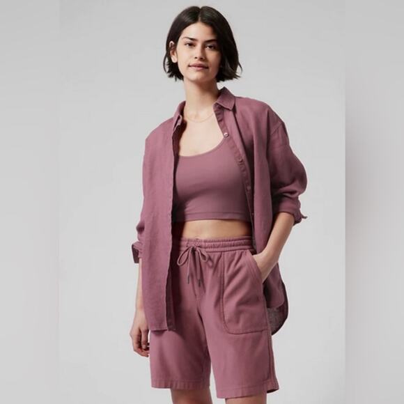 ATHLETA TAWNY ROSE PLAYA LINEN SHIRT BLOUSE Size 3X - Picture 1 of 8